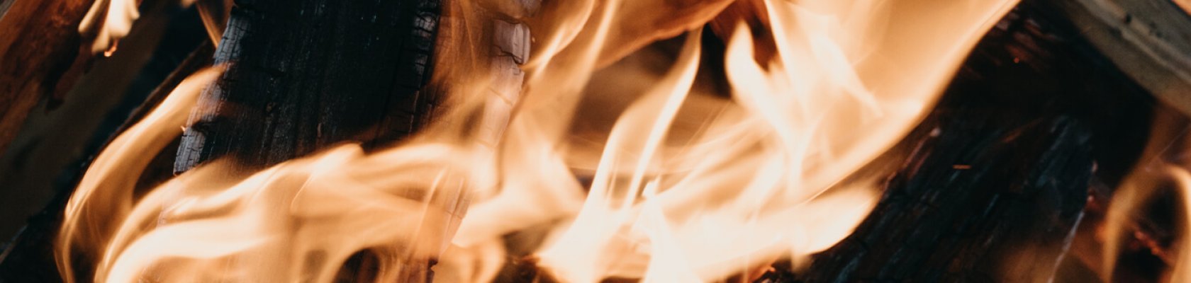 Flames in the fireplace